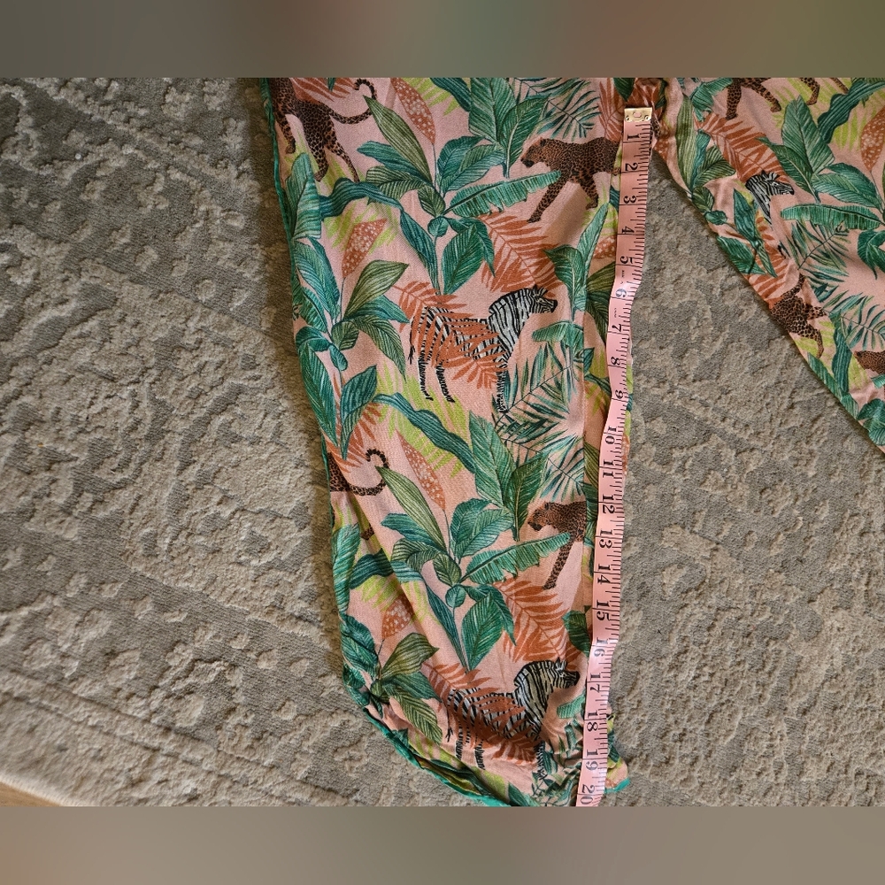 World Market Jungle/Animal Print Pajama Pants - Green and Peach - Picture 8 of 8